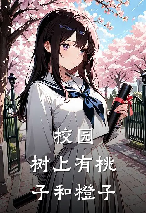 校园：树上有桃子和橙子